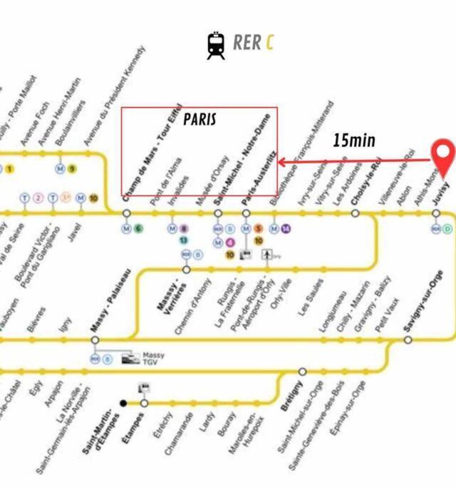 ז'וביזי-סור-אורג' Superbe Appart Entier Au Pied De La Gare Rer, A 15 Min De Paris & Orly מראה חיצוני תמונה